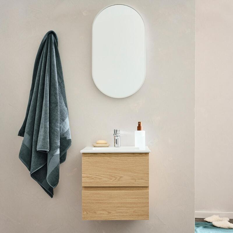 Ensemble meuble simple vasque 45 cm + robinet TAP + Miroir PEPPER