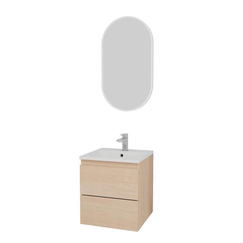 Ensemble meuble simple vasque 45 cm + robinet TAP + Miroir PEPPER