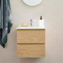 Ensemble meuble simple vasque 45cm avec plan céramique et robinet chromé
