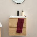 Ensemble meuble simple vasque 45cm avec plan céramique et robinet noir