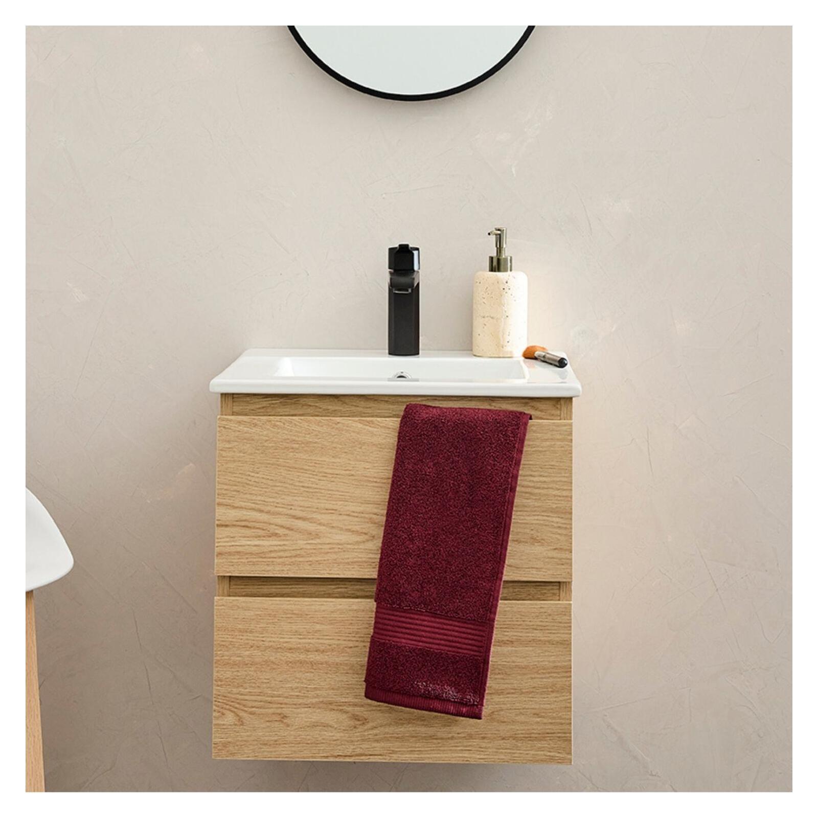 Ensemble meuble simple vasque 45cm avec plan céramique et robinet noir
