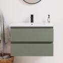 Ensemble meuble simple vasque décor chêne  carbone 60cm + vasque + robinet noir