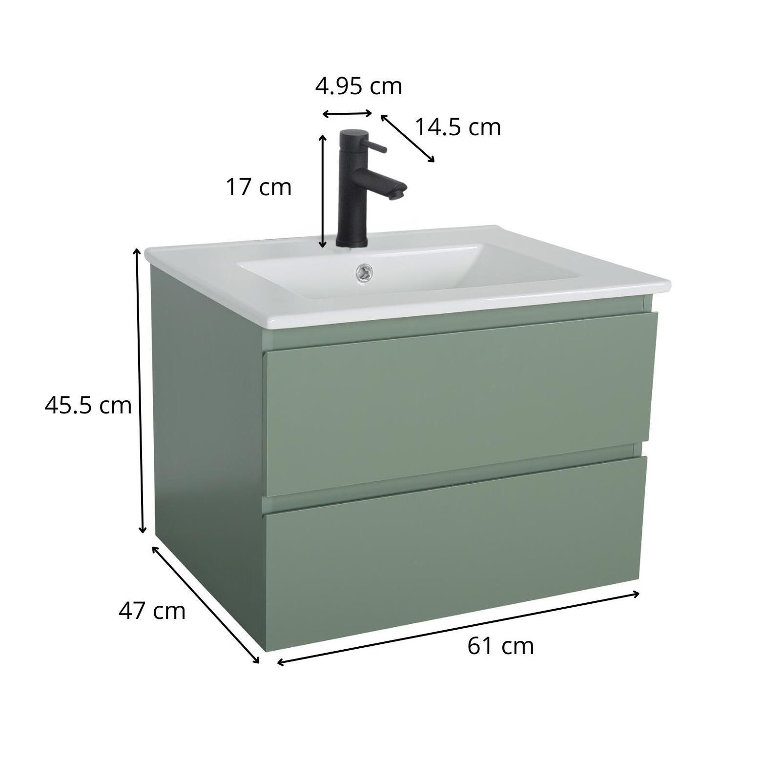 Ensemble meuble simple vasque décor chêne  carbone 60cm + vasque + robinet noir