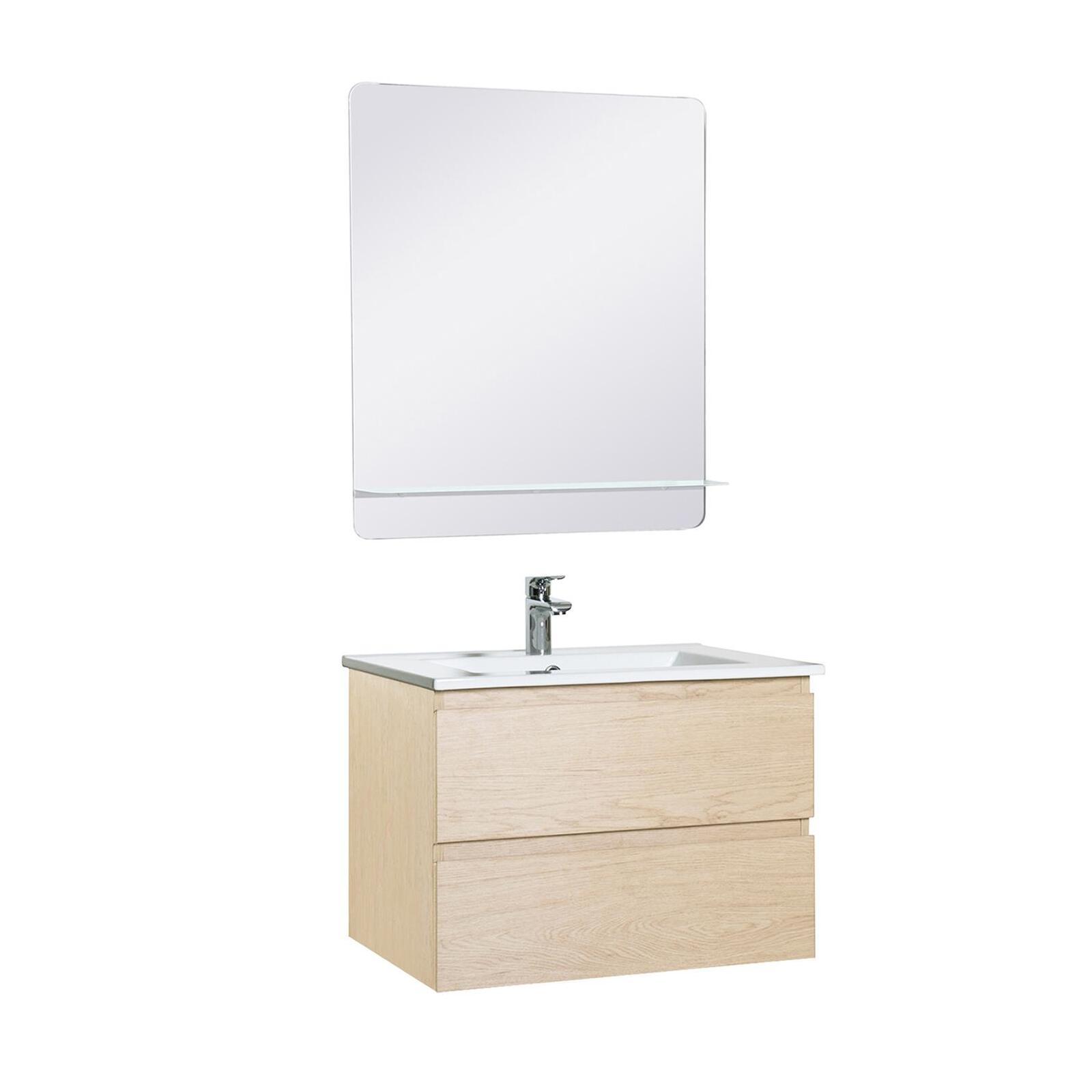 Ensemble meuble simple vasque 60 cm + robinet PIXE + miroir SORRENTO
