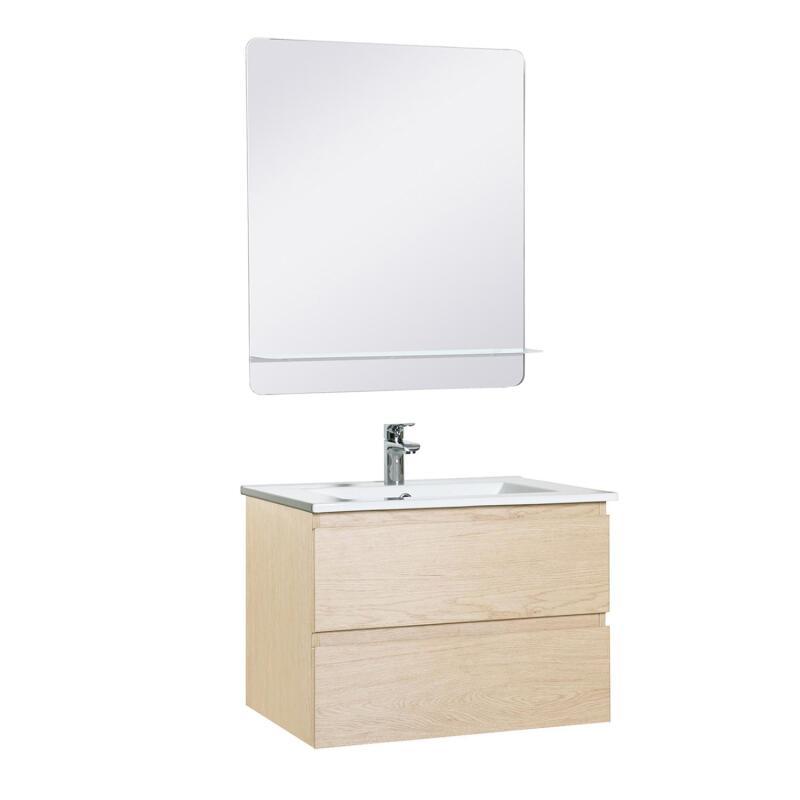 Ensemble meuble simple vasque 60 cm + robinet PIXE + miroir SORRENTO