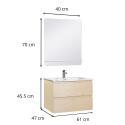 Ensemble meuble simple vasque 60 cm + robinet PIXE + miroir SORRENTO