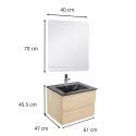 Ensemble meuble simple vasque 60 cm + robinet PIXE + miroir SORRENTO