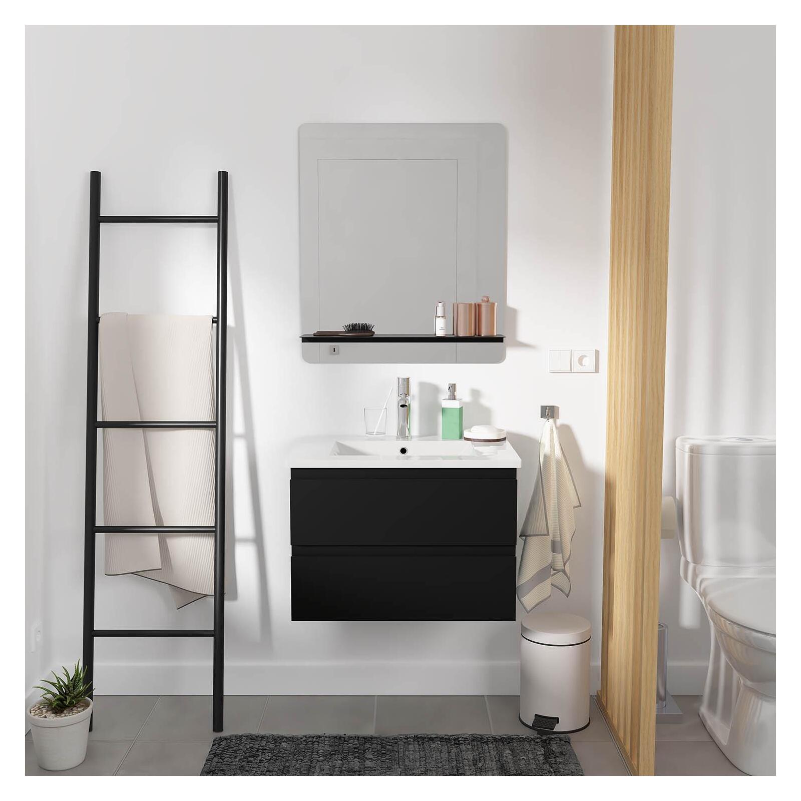 Ensemble meuble simple vasque 60 cm + robinet PIXE + miroir SORRENTO