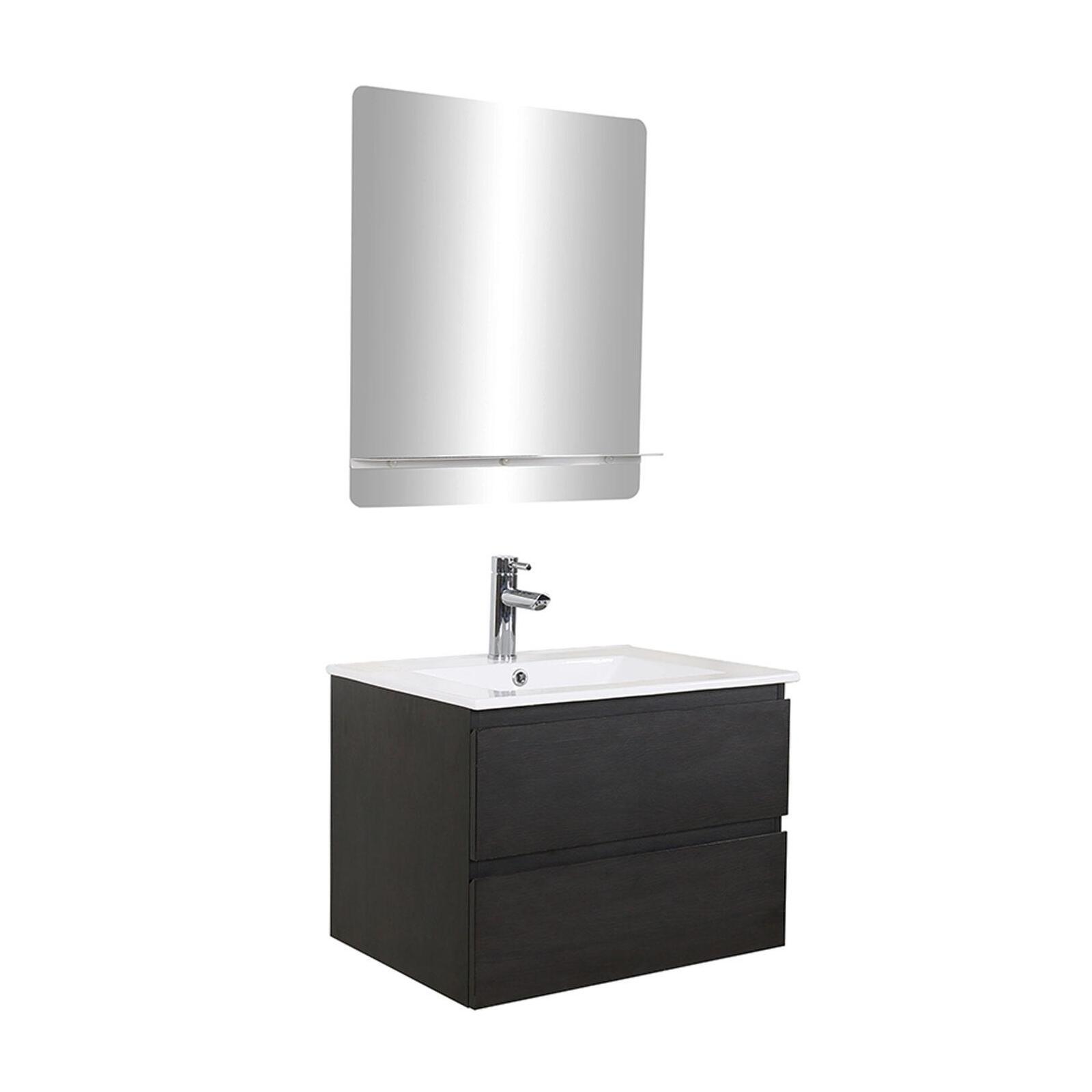 Ensemble meuble simple vasque 60 cm + robinet PIXE + miroir SORRENTO