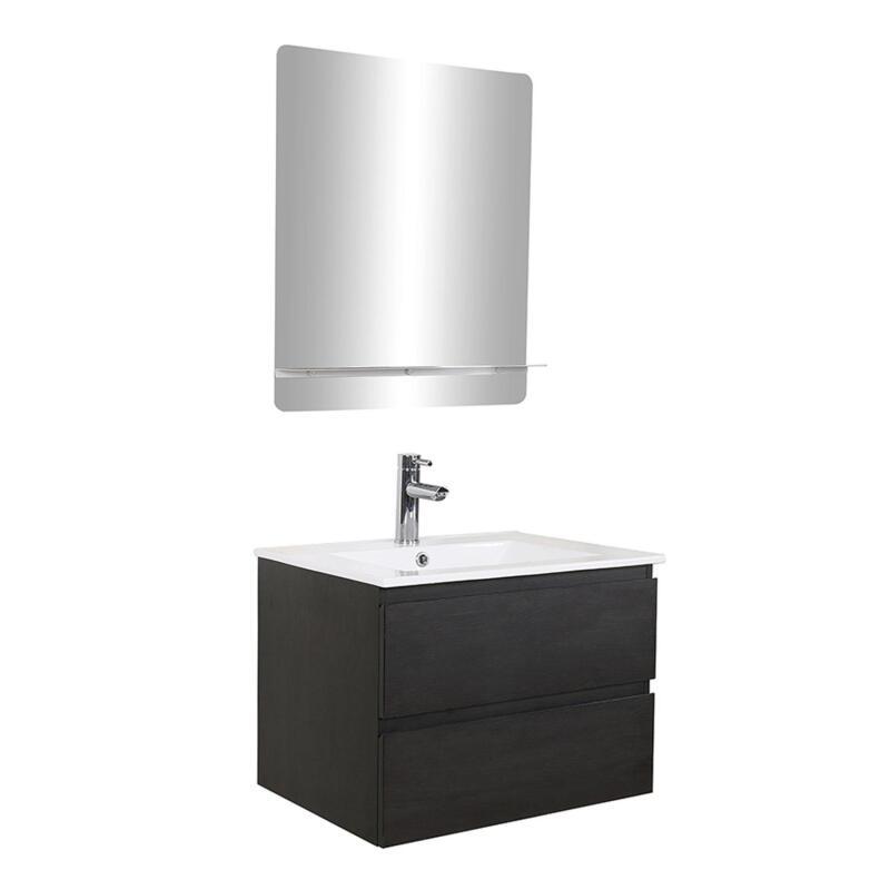 Ensemble meuble simple vasque 60 cm + robinet PIXE + miroir SORRENTO