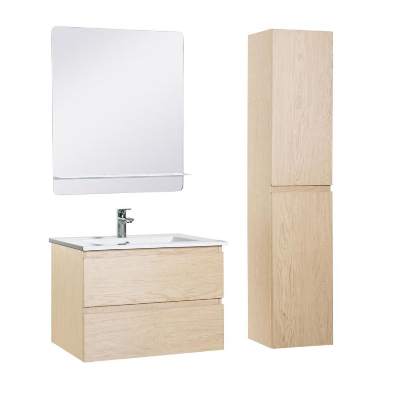 Ensemble meuble simple vasque 60 cm + robinet PIXE + miroir SORRENTO + Colonne SORRENTO