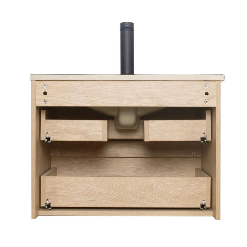 Ensemble meuble simple vasque 60 cm + robinet PIXE + miroir SORRENTO + Colonne SORRENTO