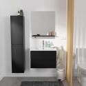 Ensemble meuble simple vasque 60 cm + robinet PIXE + miroir SORRENTO + Colonne SORRENTO