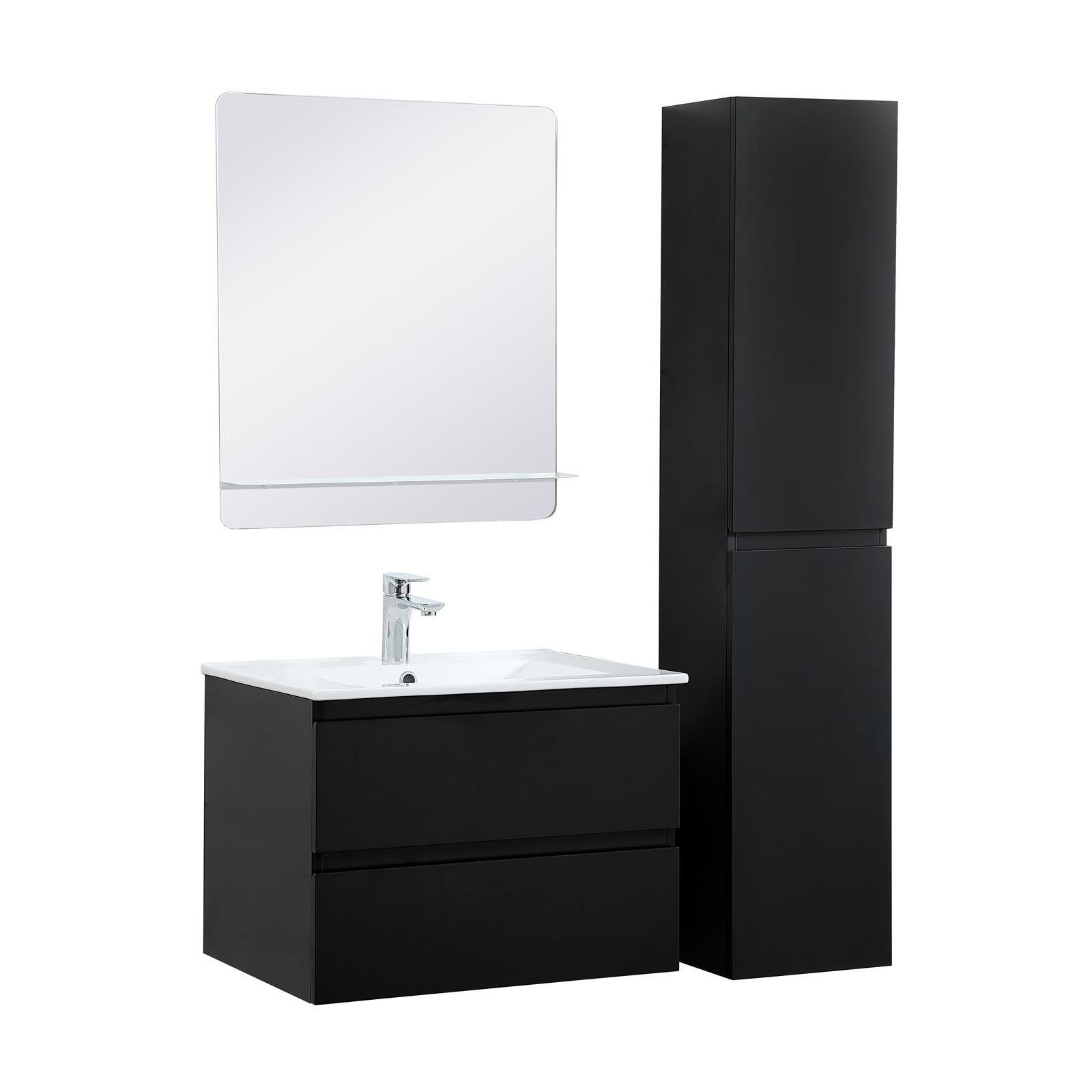Ensemble meuble simple vasque 60 cm + robinet PIXE + miroir SORRENTO + Colonne SORRENTO
