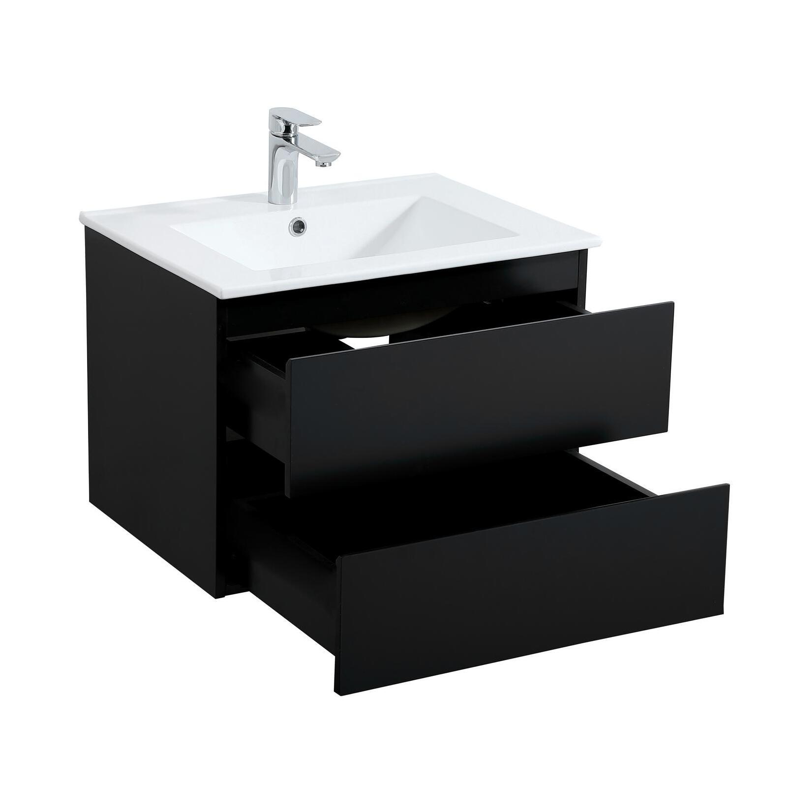 Ensemble meuble simple vasque 60 cm + robinet PIXE + miroir SORRENTO + Colonne SORRENTO