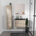 Ensemble meuble simple vasque 60 cm + robinet PIXE + miroir SORRENTO + Colonne SORRENTO