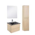 Ensemble meuble simple vasque 60 cm + robinet PIXE + miroir SORRENTO + Colonne SORRENTO