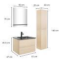 Ensemble meuble simple vasque 60 cm + robinet PIXE + miroir SORRENTO + Colonne SORRENTO