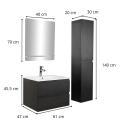 Ensemble meuble simple vasque 60 cm + robinet PIXE + miroir SORRENTO + Colonne SORRENTO