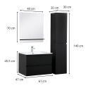 Ensemble meuble simple vasque 60 cm + robinet PIXE + miroir SORRENTO + Colonne SORRENTO