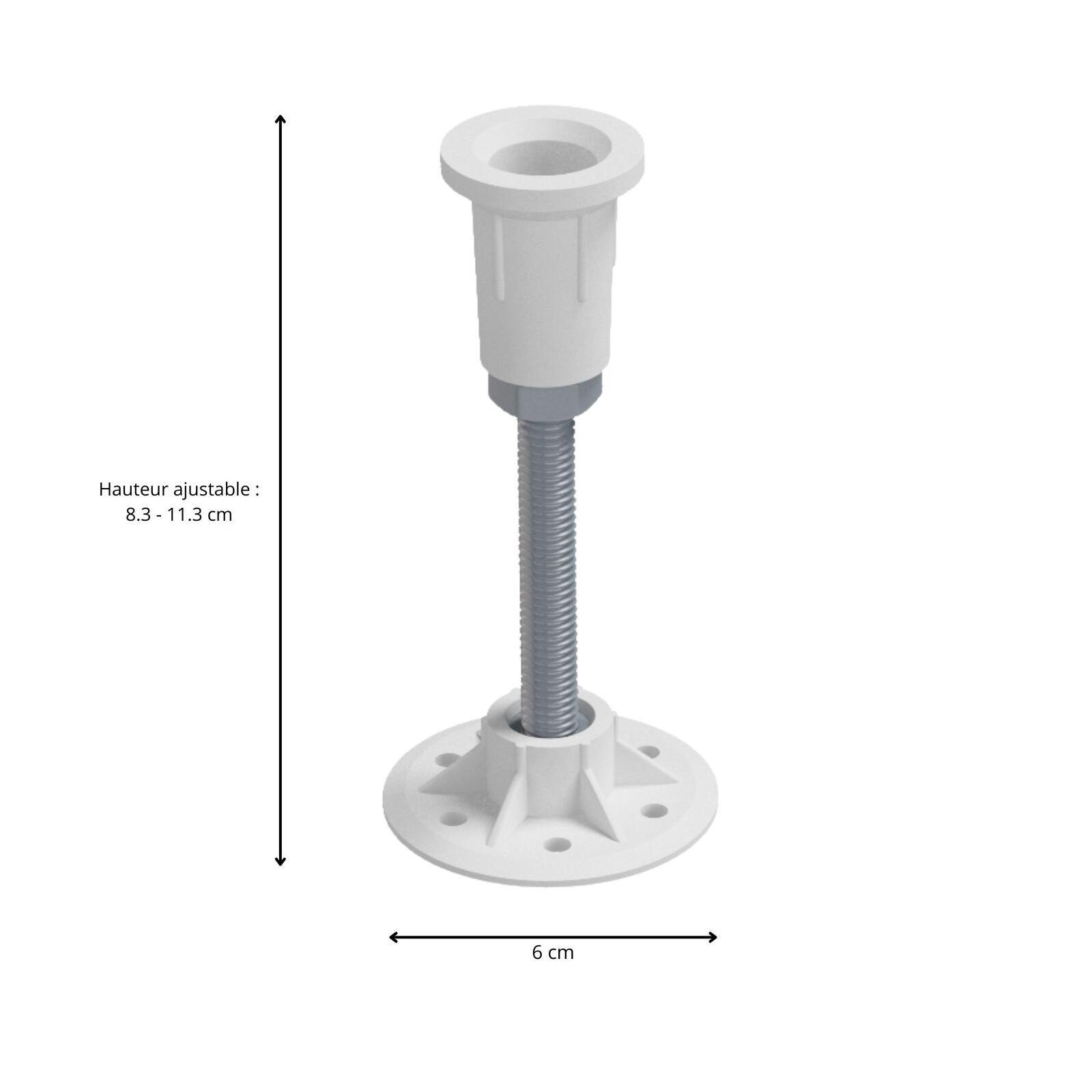 Lot de 8 pieds pour receveur de douche 8-11cm - Ajustables en hauteur