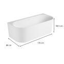 Baignoire acrylique murale blanche 170cm