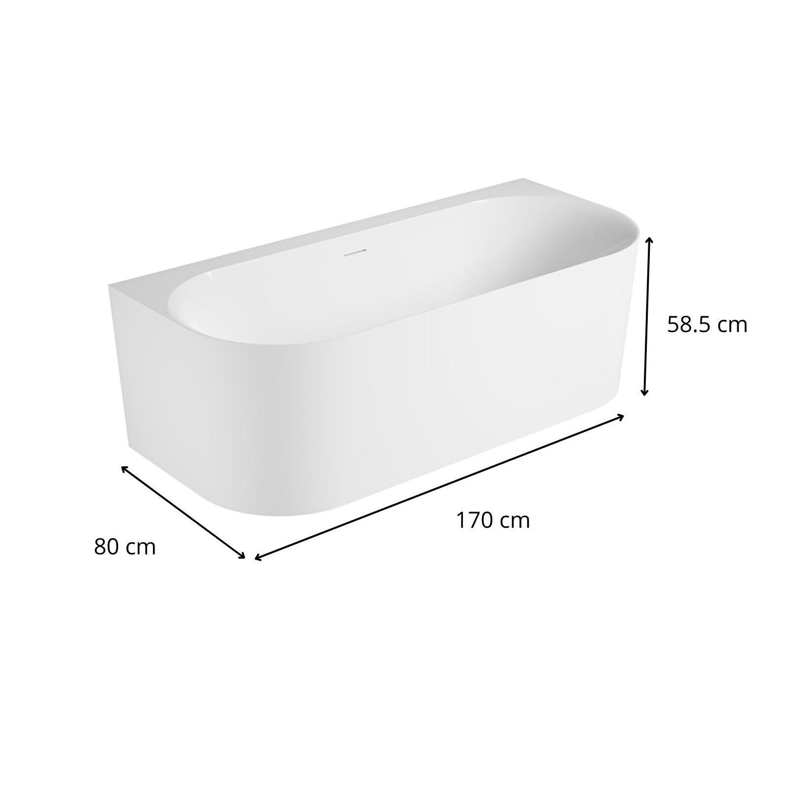 Baignoire acrylique murale blanche 170cm