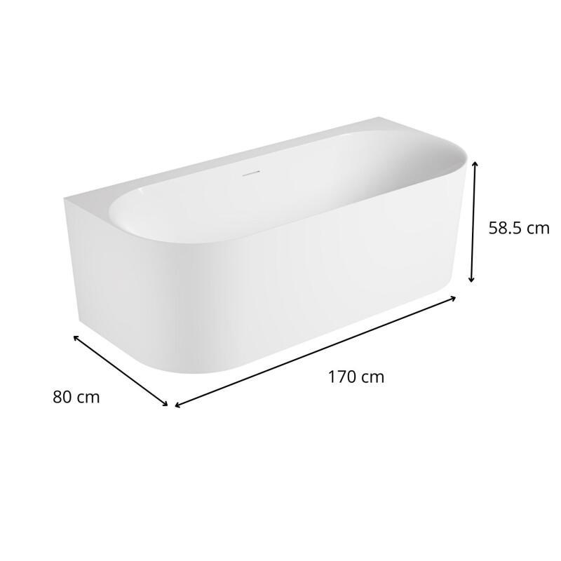 Baignoire acrylique murale blanche 170cm