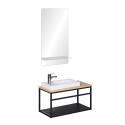 Ensemble lave-mains grande largeur avec miroir 60cm