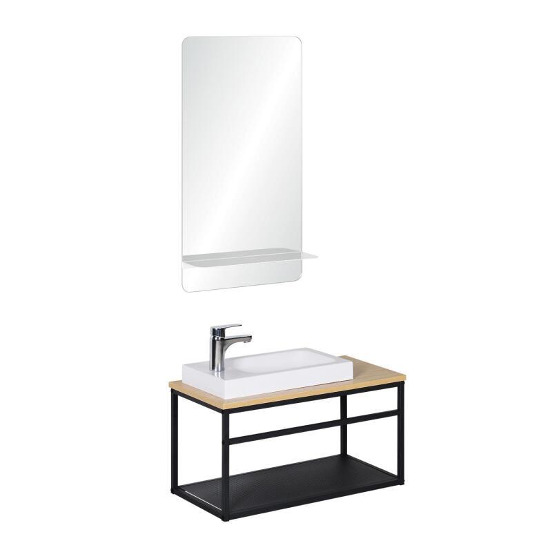 Ensemble lave-mains grande largeur avec miroir 60cm