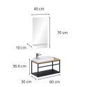 Ensemble lave-mains grande largeur avec miroir 60cm
