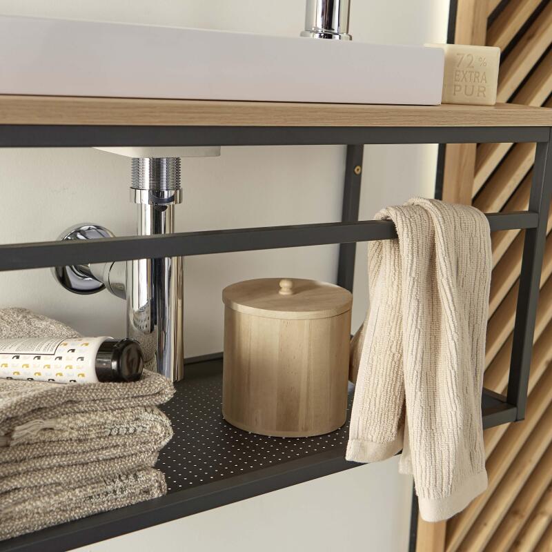 Ensemble lave-mains grande largeur avec miroir 60cm