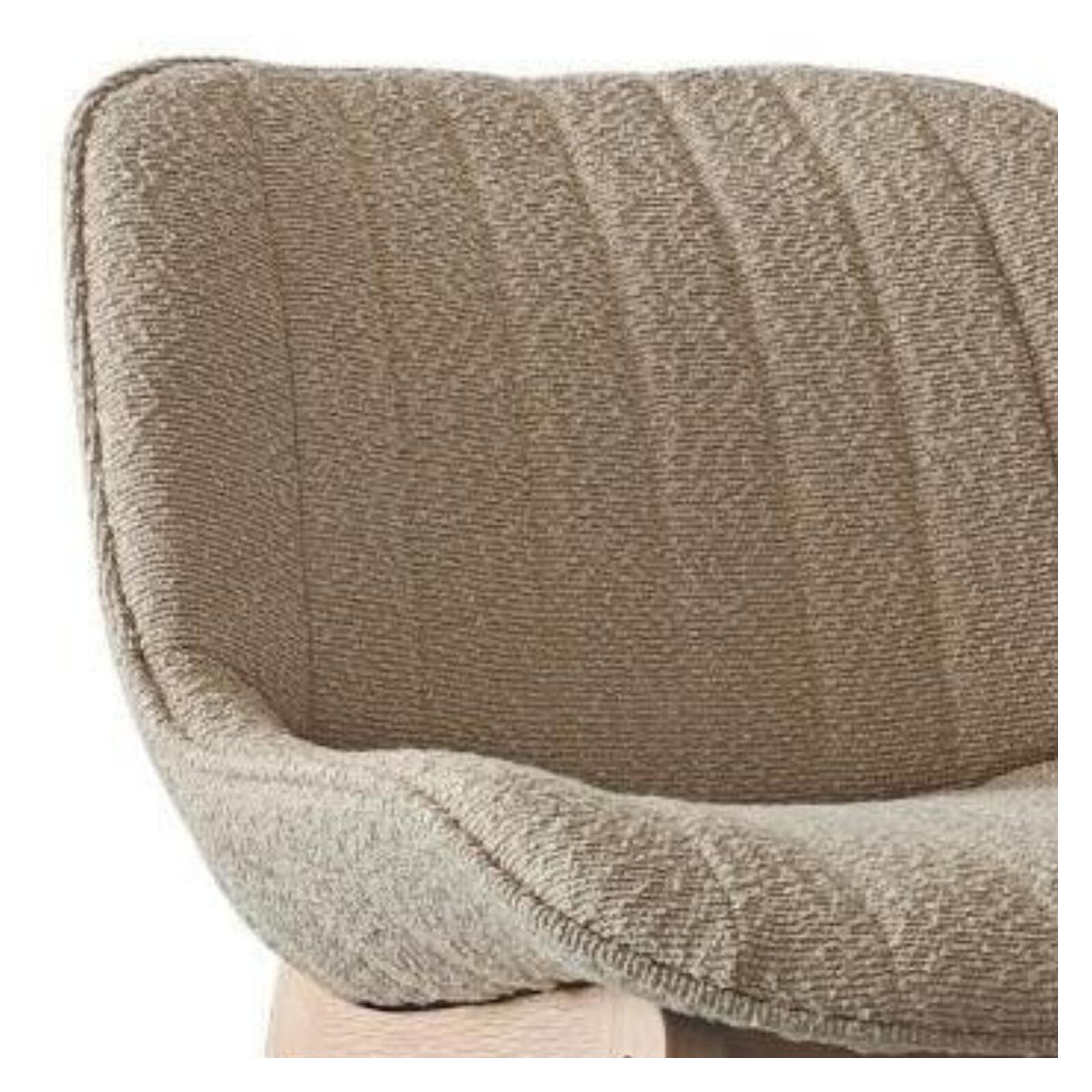 Lot de chaises d'îlot et bar en chêne et assise tissu bouclette 65cm