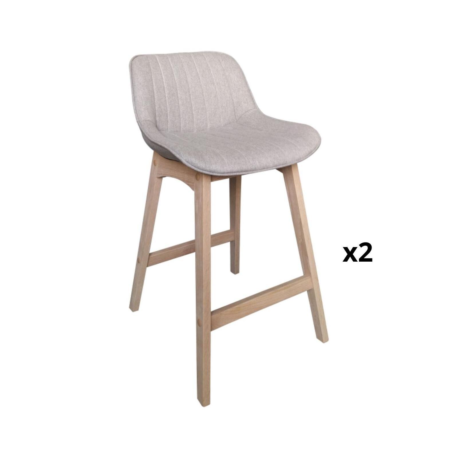 Lot de chaises d'îlot et bar en chêne et assise tissu H65cm