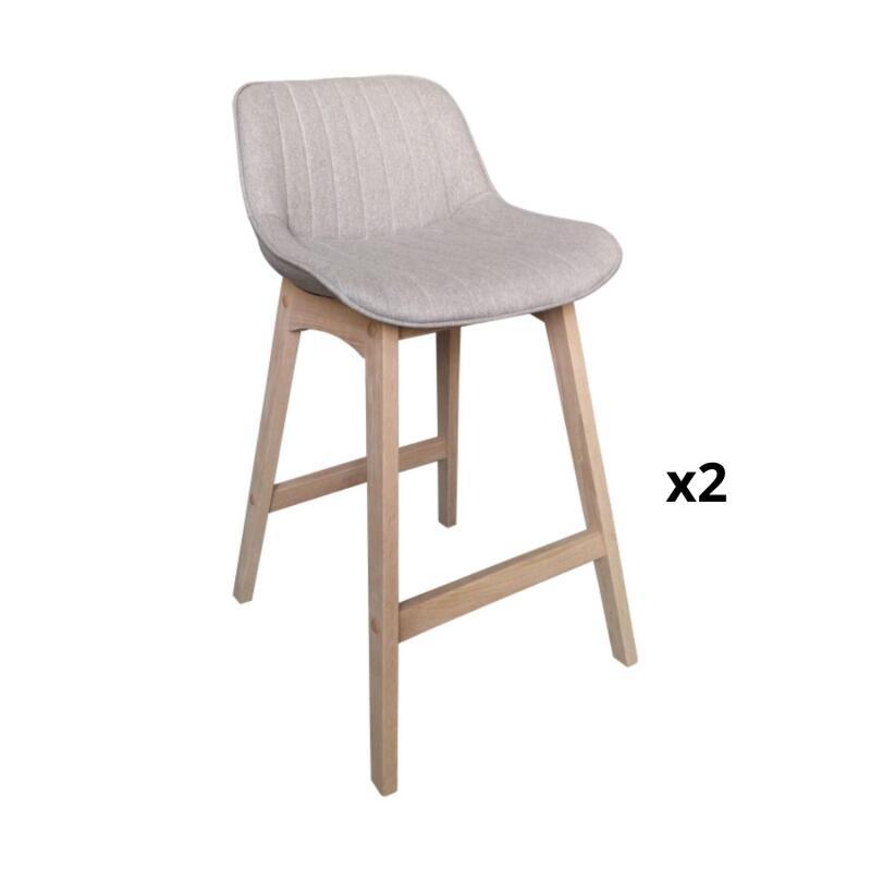 Lot de chaises d'îlot et bar en chêne et assise tissu H65cm