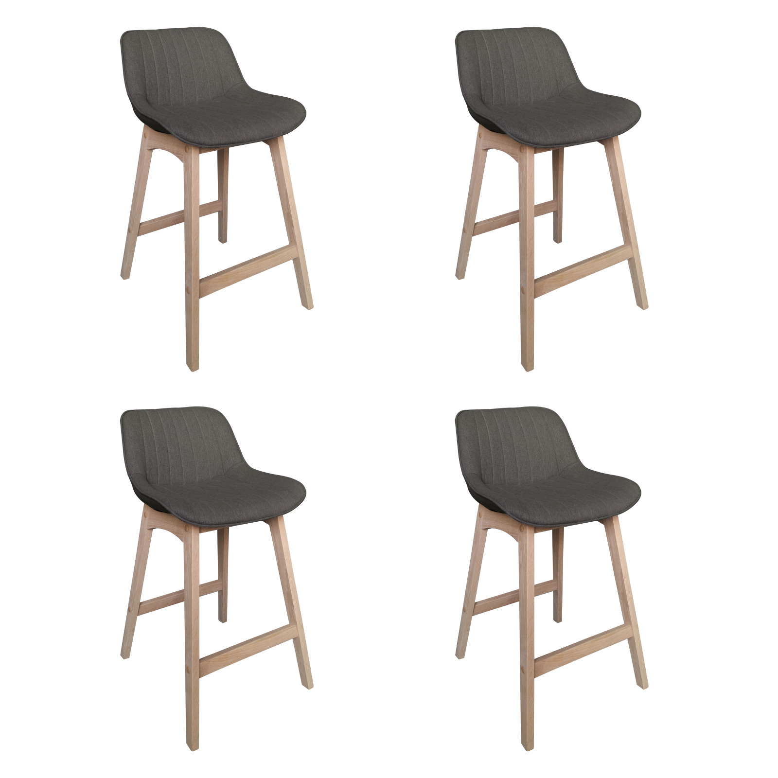 Lot de chaises d'îlot et bar en chêne et assise tissu H65cm