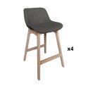 Lot de chaises d'îlot et bar en chêne et assise tissu H65cm