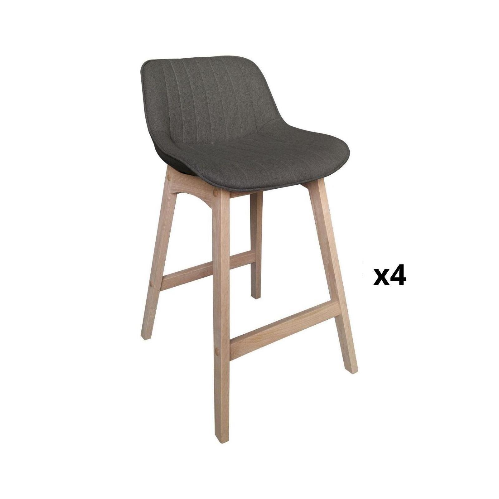 Lot de chaises d'îlot et bar en chêne et assise tissu H65cm