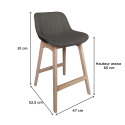Lot de chaises d'îlot et bar en chêne et assise tissu H65cm