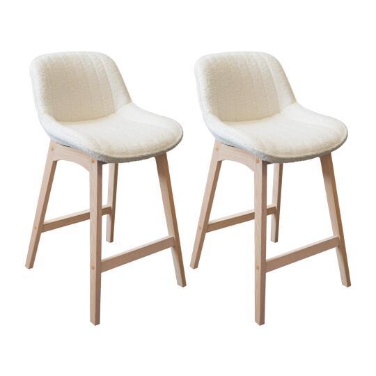 Lot de chaises d'îlot et bar en chêne et assise tissu bouclette H65cm