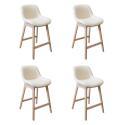 Lot de chaises d'îlot et bar en chêne et assise tissu bouclette H65cm