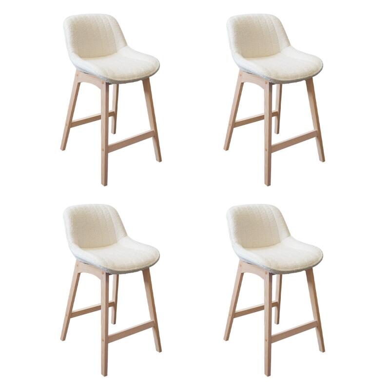 Lot de chaises d'îlot et bar en chêne et assise tissu bouclette H65cm