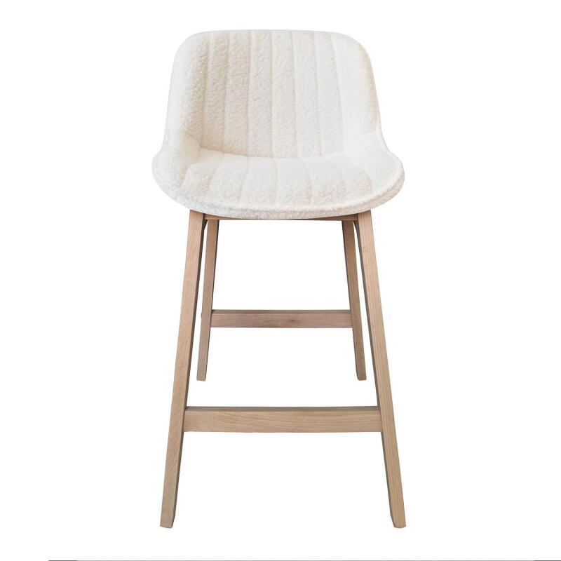 Lot de chaises d'îlot et bar en chêne et assise tissu bouclette H65cm