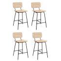Lot de tabourets de bar et d'ilot en métal et assise rotin H65cm
