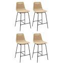 Lot de tabourets de bar et d'ilot en métal avec assise en rotin H65cm