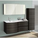 Armoire de toilette noir double miroir + éclairage LED L120 TIGA