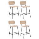 Lot de tabourets d'ilot et bar en métal et assise rotin H65cm