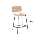 Lot de tabourets d'ilot et bar en métal et assise rotin H65cm