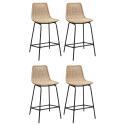 Lot de tabourets d'ilot et bar en métal et assise en rotin H65cm