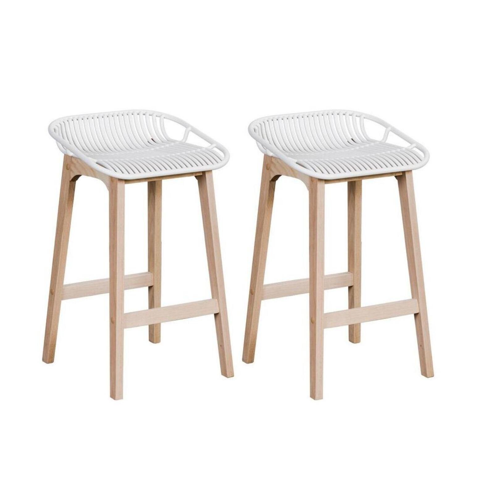 Lot de chaises d'îlot et bar en chêne et assise plastique H65cm